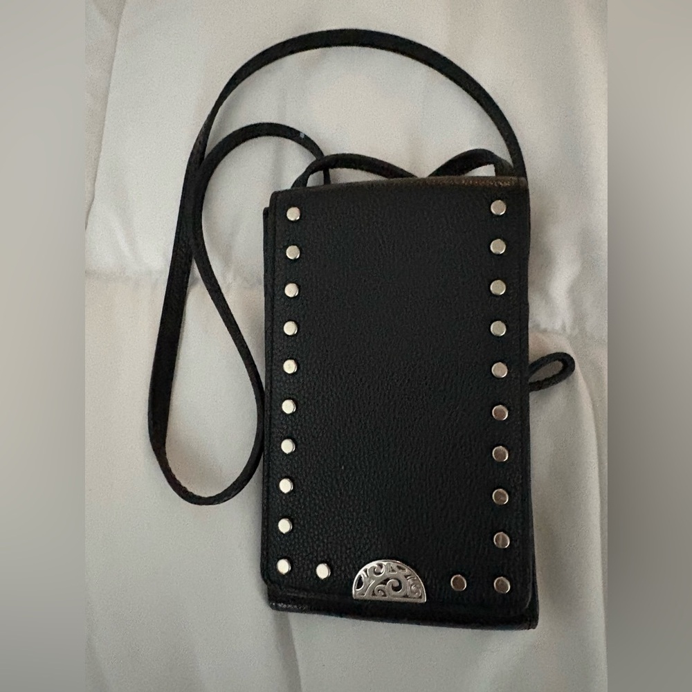 Brighton Black Leather Cross Body Studded Purse